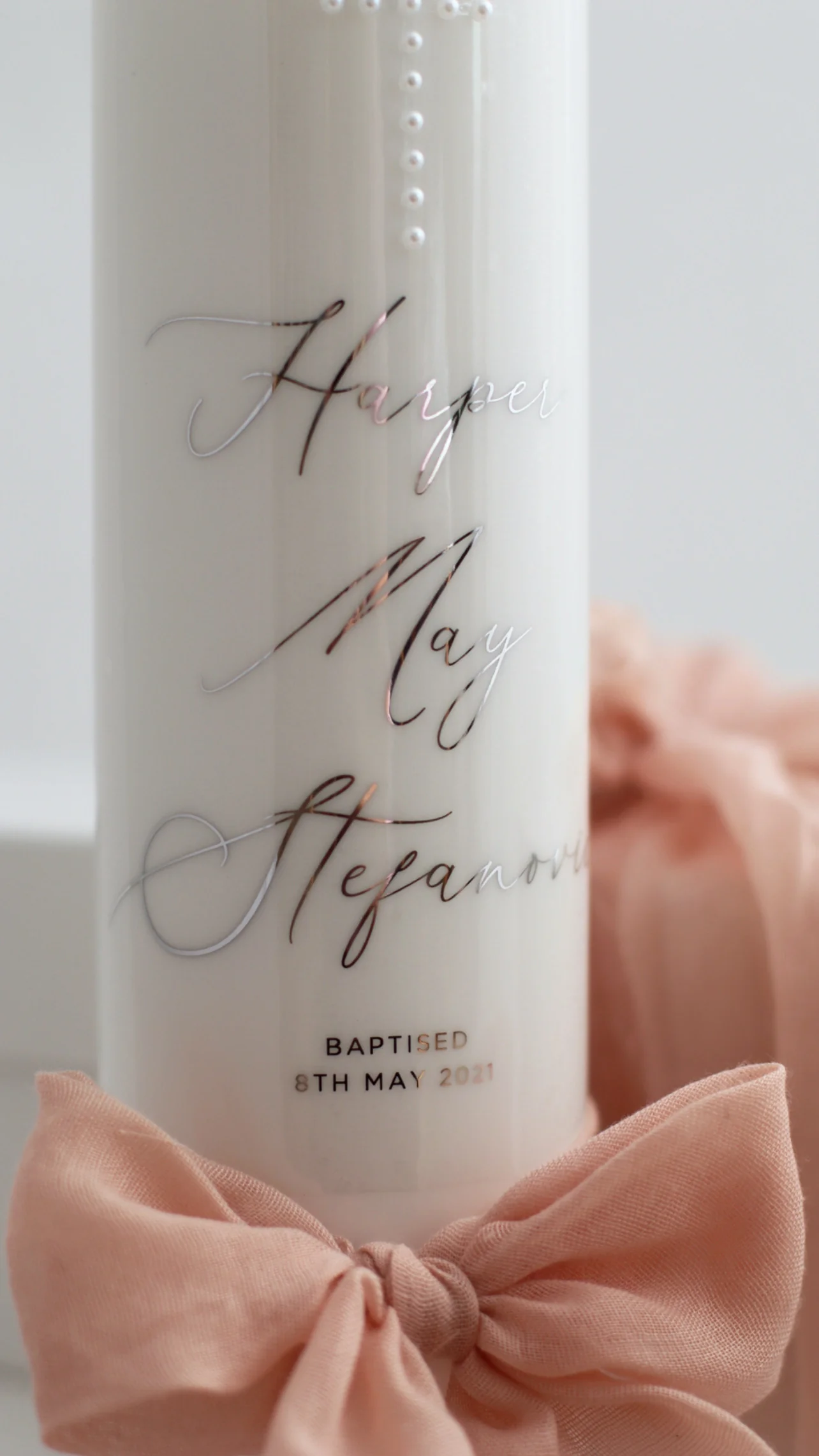 Baptism Candle w/ Raw Edge Ribbon - Image 2